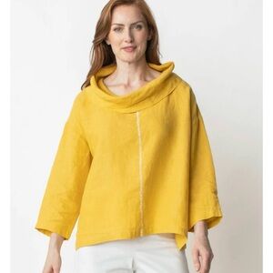 Liv by Habitat Stay Centered Cowl Linen Top Mustard Small Boutique